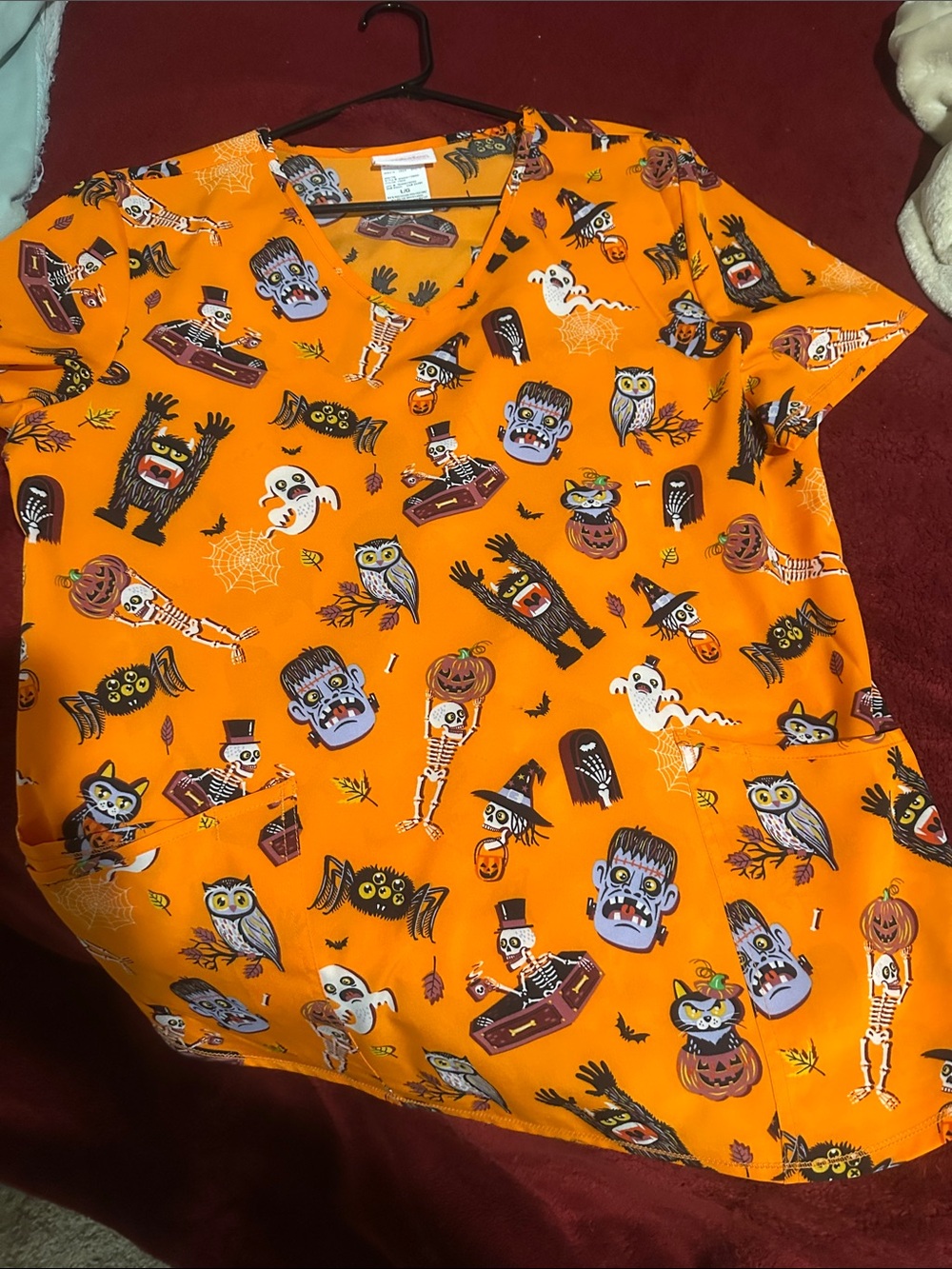 Halloween scrub shirt, size large